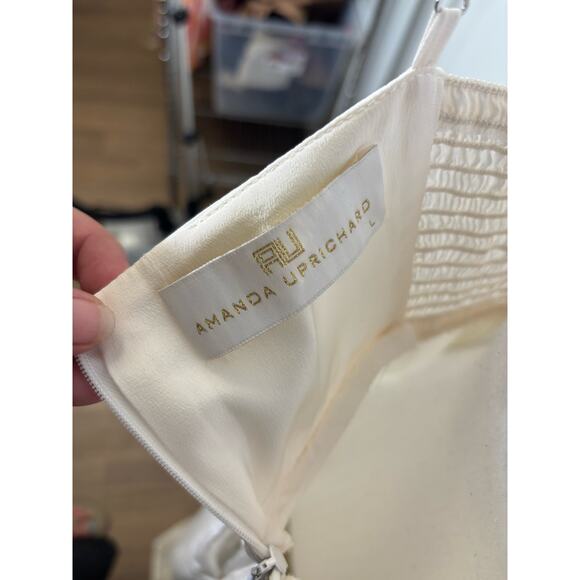 Amanda Uprichard Ivory Silk Spaghetti Strap Maxi Dress Sz L - Picture 4 of 4